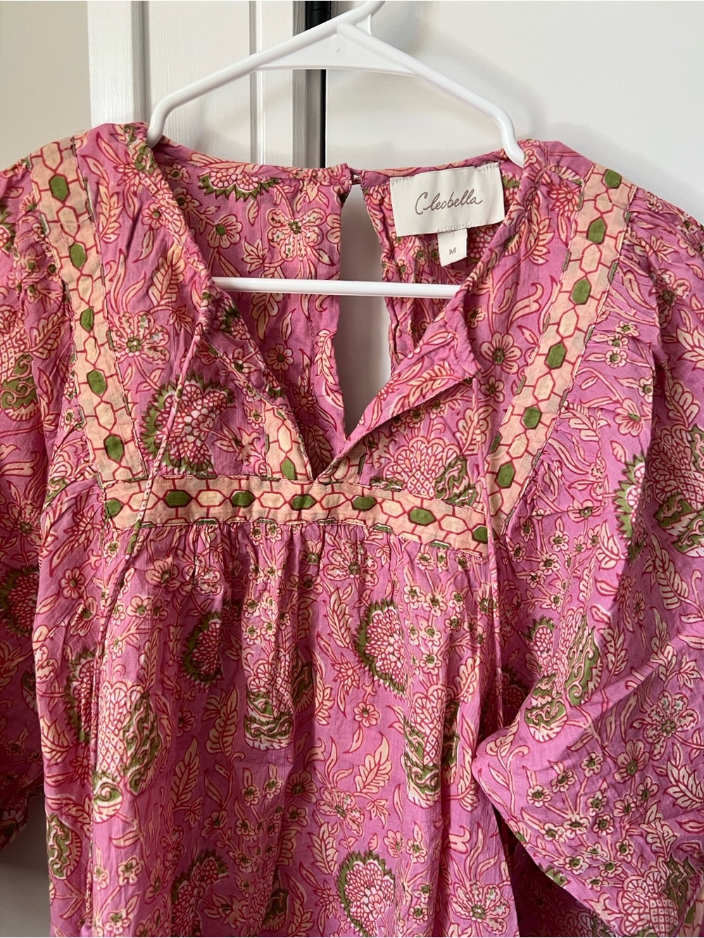 Cleobella Pink Paisley Amaryllis Peasant Embroidered Boho Blouse - Picture 2 of 5